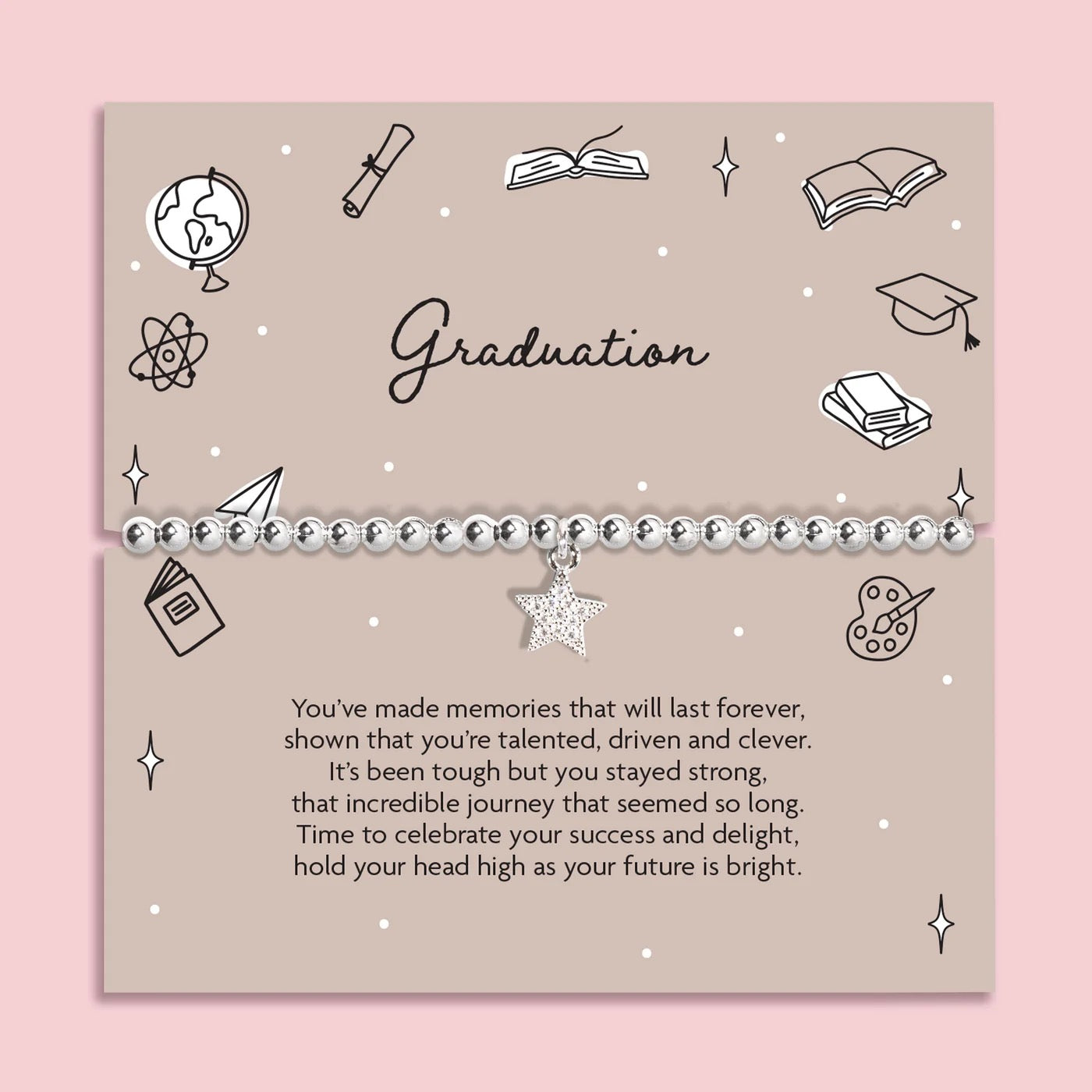 Letterbox Love - Graduation - BOXED Silver Plated Stretch Bracelet