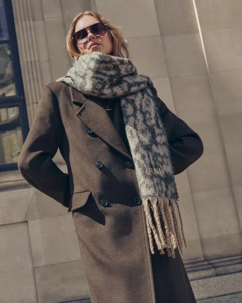 Katie Loxton - Leopard Print - Chunky Cosy Tassel Scarf - Chocolate/Black/Taupe