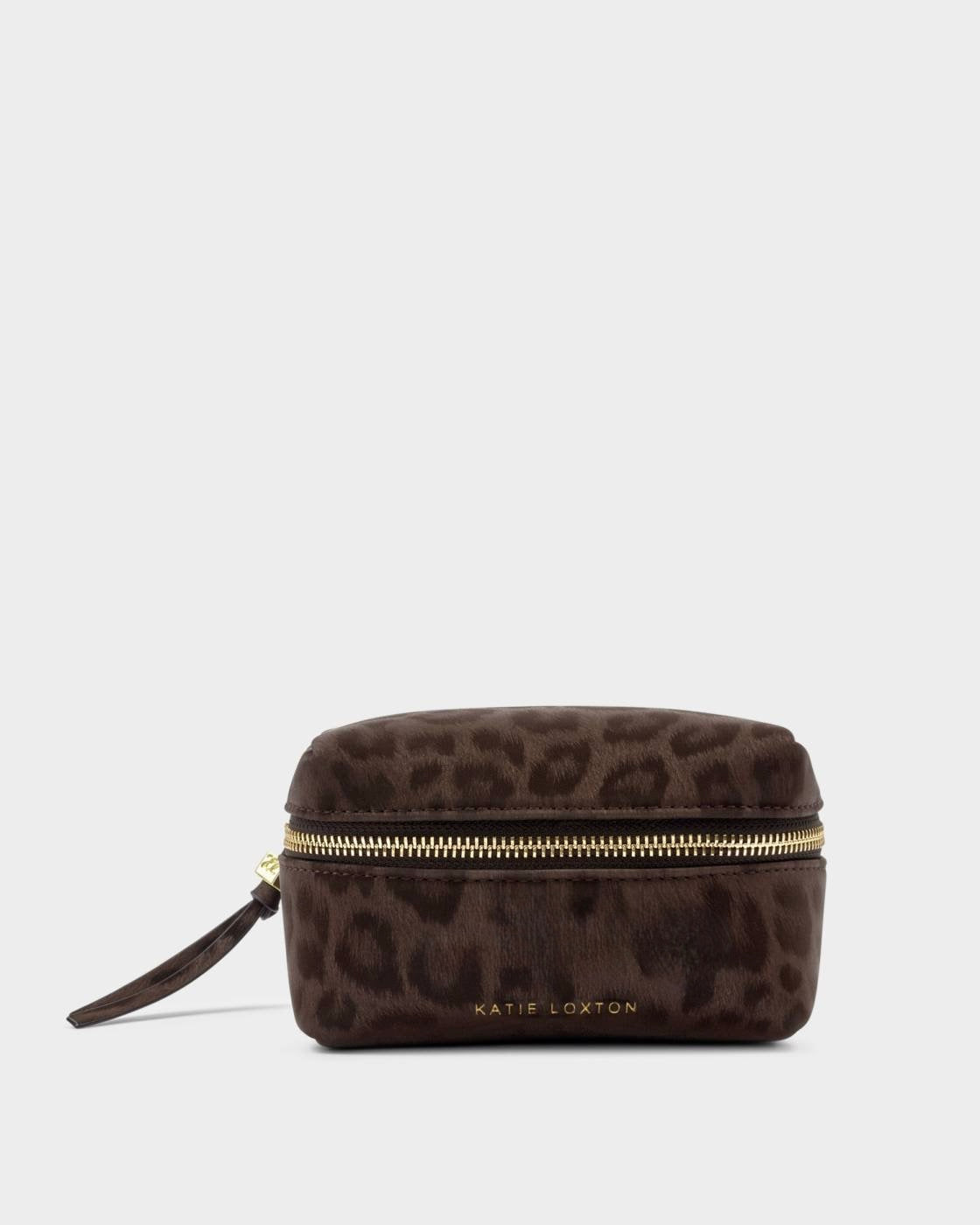 Katie Loxton - Leopard - Jewellery &amp; Accessories Organiser Zip Pouch Gift Set - Chocolate Leopard