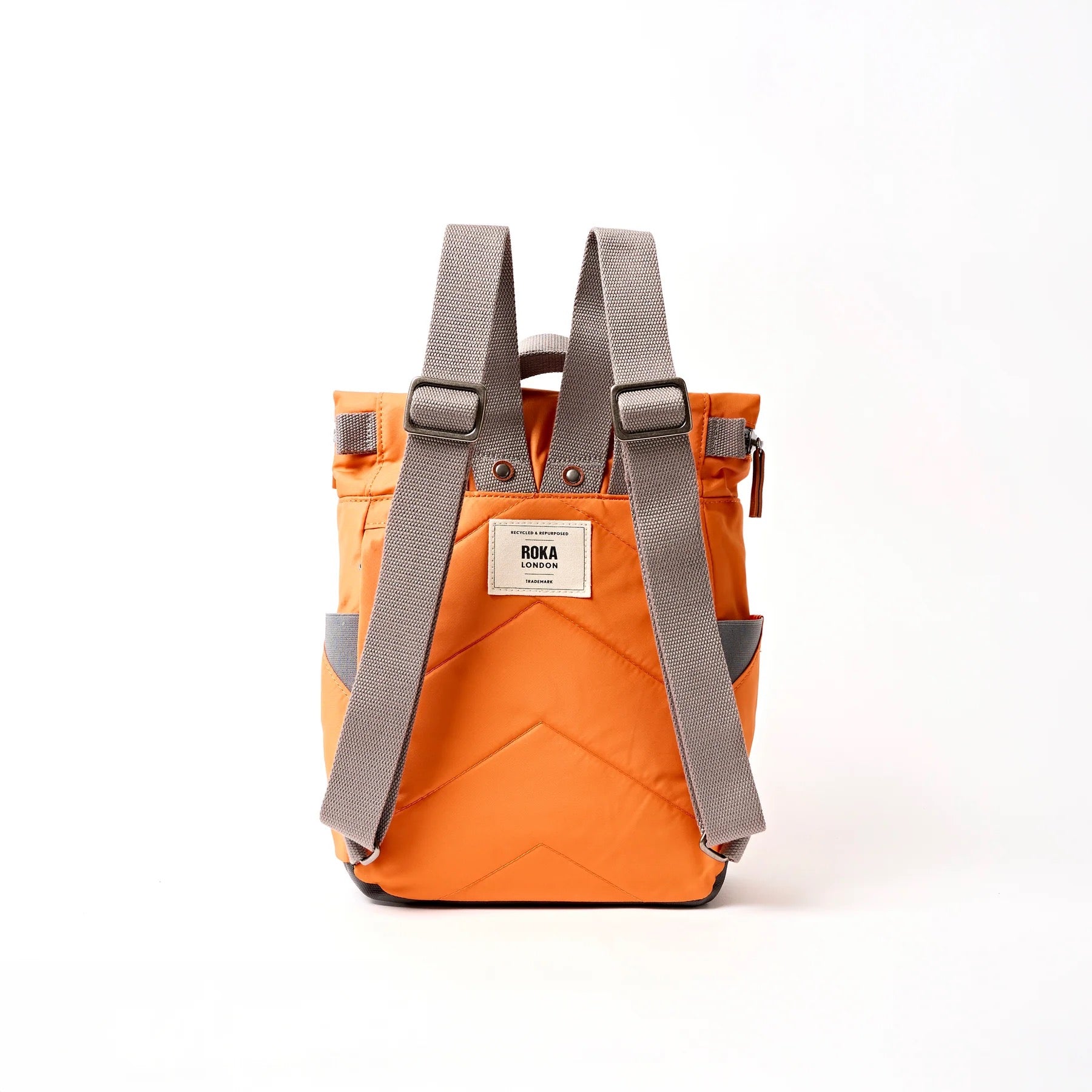 Roka Canfield Roll Top- Recycled Nylon - Small Backpack - Jaffa Orange