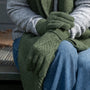 POM - Charlotte - Herringbone Cable Knit Plain Wool Gloves - Moss Green