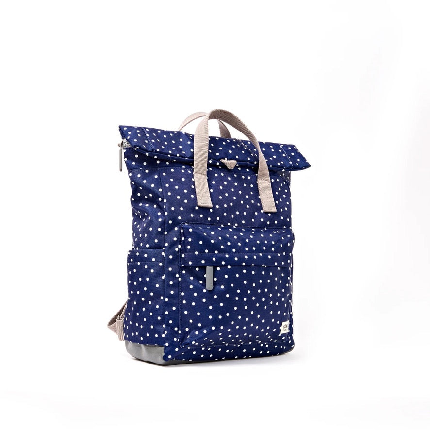 Roka Canfield Recycled CANVAS - Medium Backpack - Navy Polka Dot (Limited Edition)