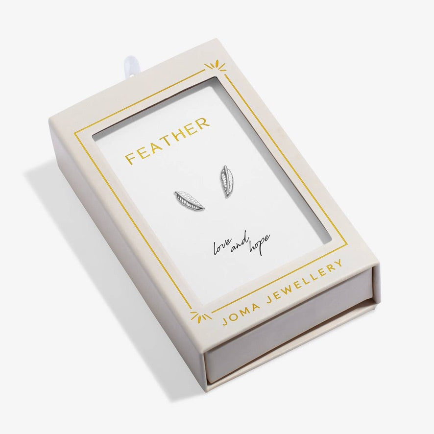 Joma Jewellery Moments to Shine - Feather - Silver Plated Boxed Stud Earrings