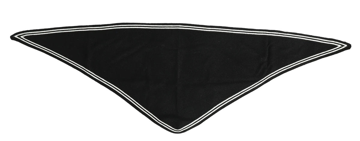 Park Lane - Knitted Triangular Stripe Edge Scarf - Ebony Black/White