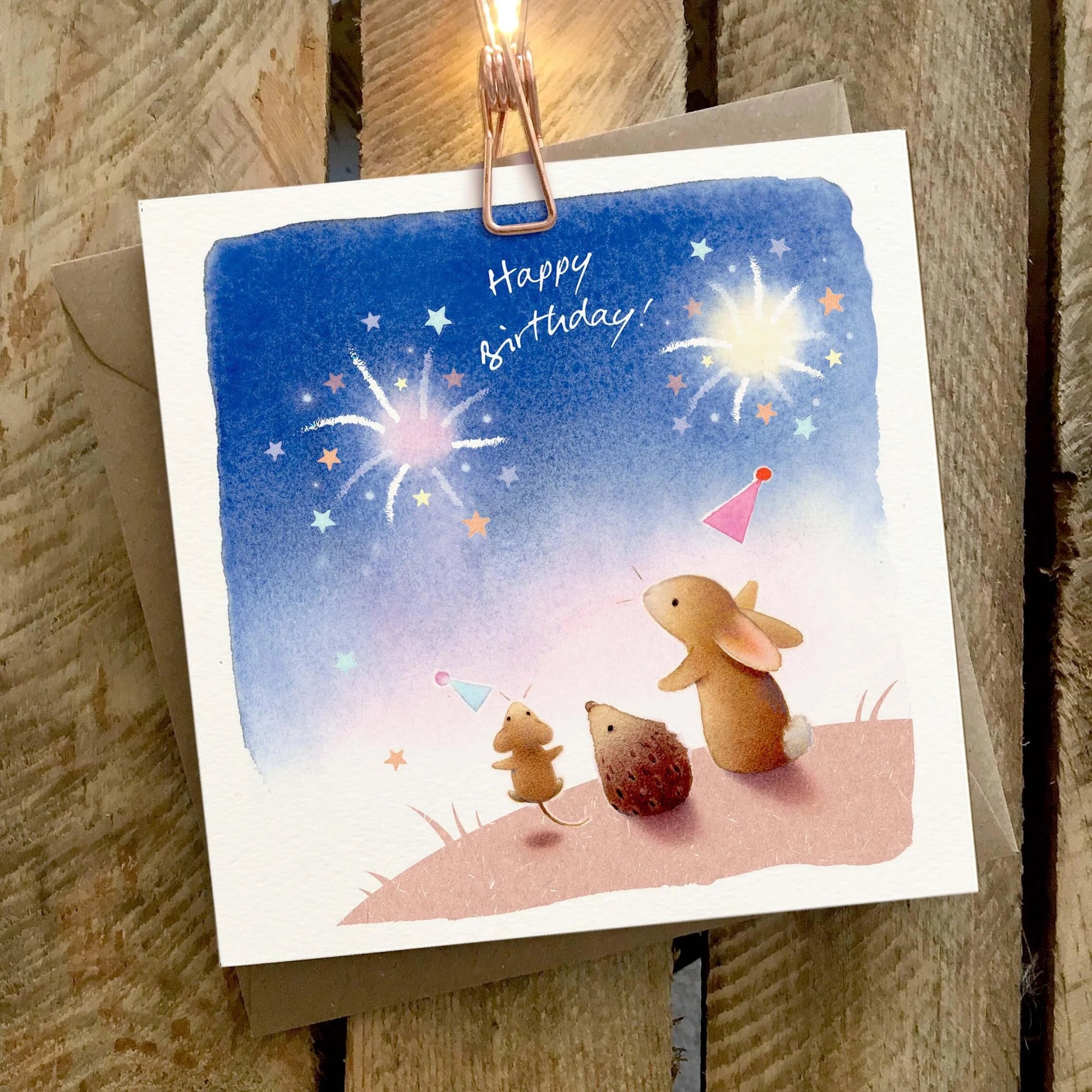 Ginger Betty - Happy Birthday (hedgehog/bunny) - Birthday Card