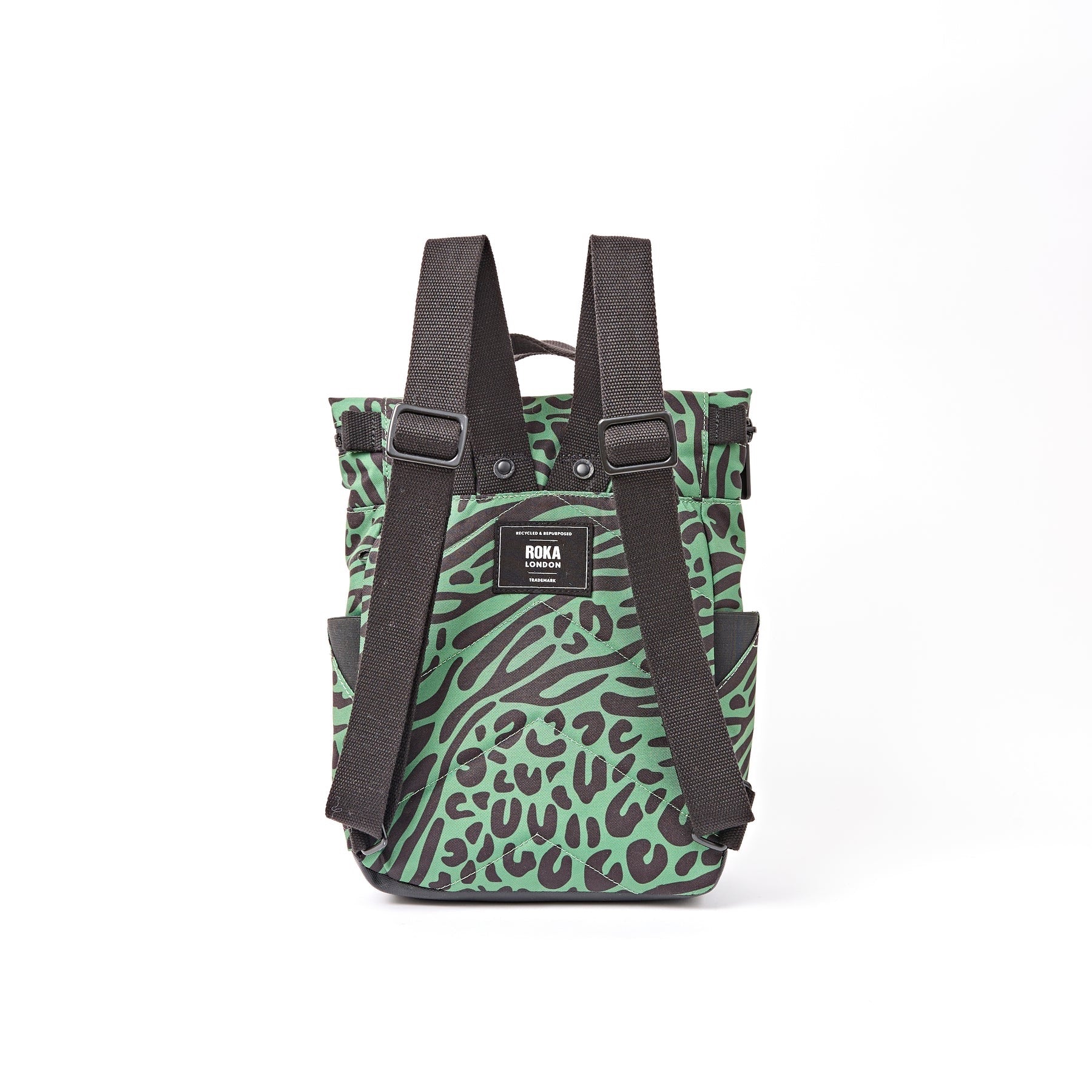 Roka Canfield B Backpack-Recycled Canvas - SMALL - Mixed Animal Artichoke (Limited Edition) Green