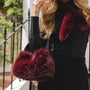Park Lane -  Faux Fur Small Grab Handbag - Red Mahogany