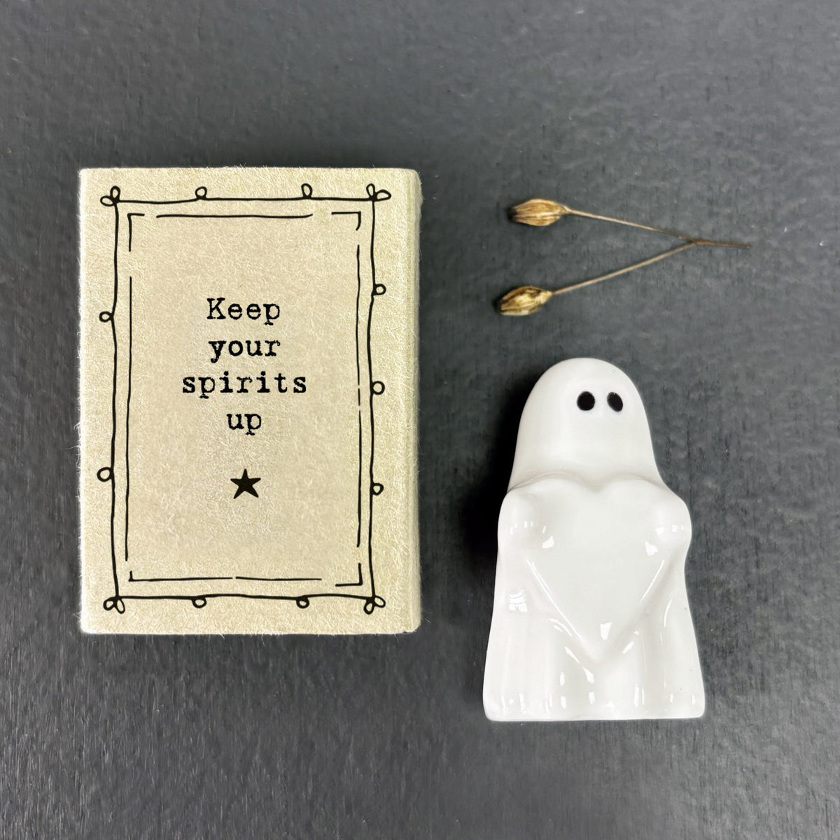 East of India Matchbox - Ceramic Ornament - Keep Your Spirits Up (Ghost)
