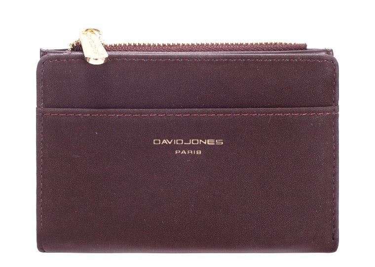 David Jones (P173) Small Compact Purse with Card &amp; Coins - Dark Bordeaux