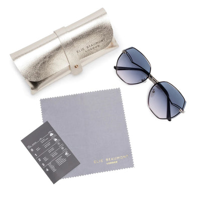 Elie Sunglasses Palma Blue/Silver Hex Sunglasses (EBS7004)