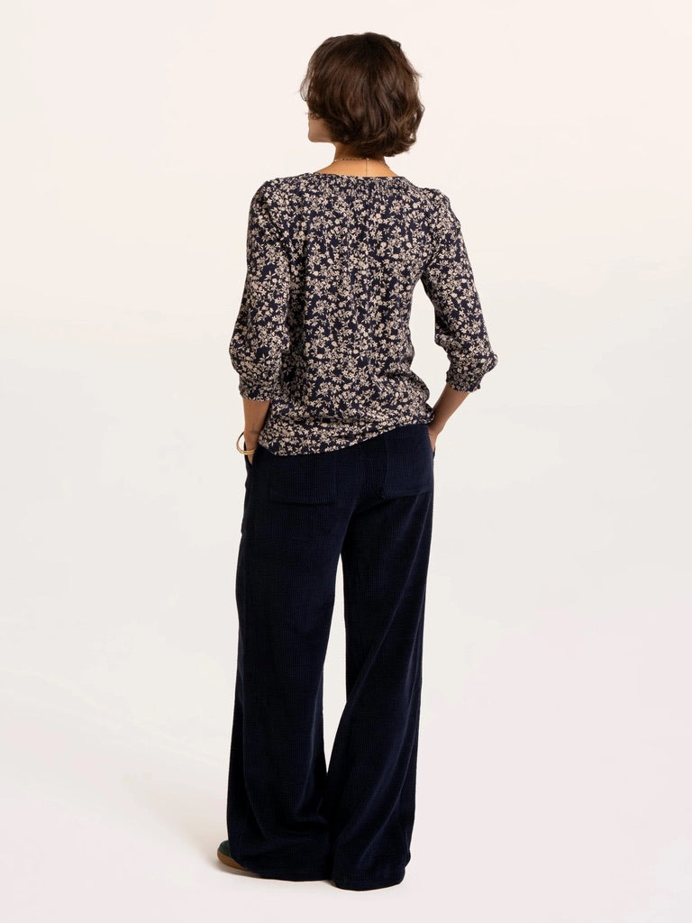 Brakeburn - Brielle - Floral Printed 3/4 T-shirt - Navy