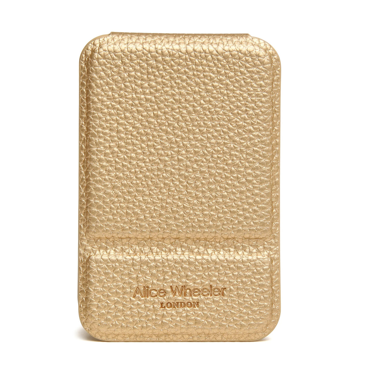 Alice Wheeler - Faux Leather - Mini Folding Compact Mirror - Gold