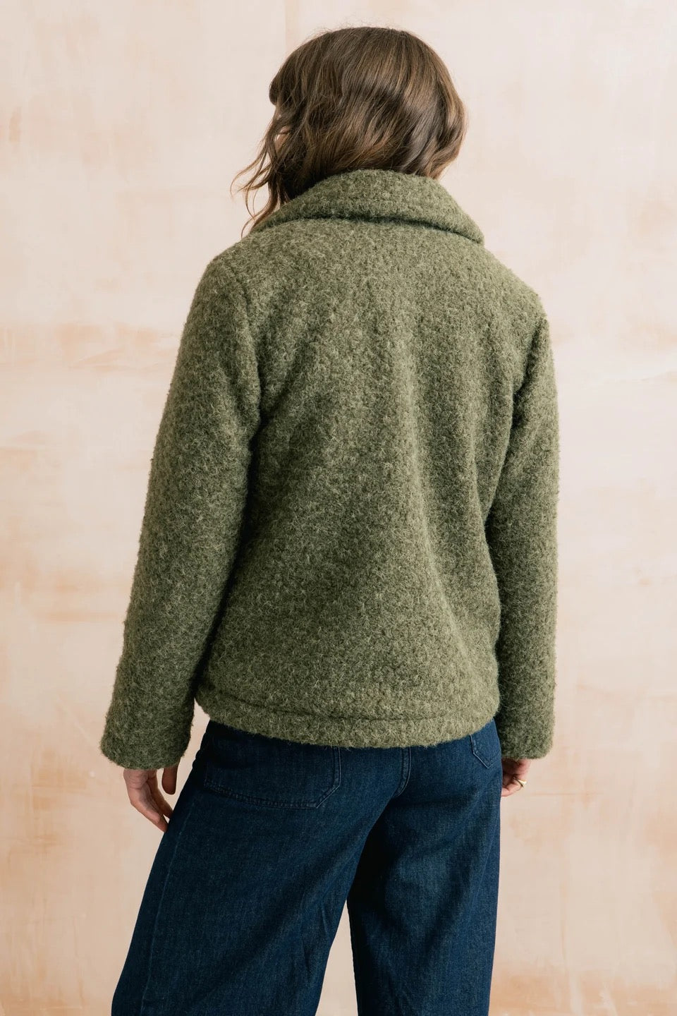 Sycamore - Textured Boucle Collared Jacket - Sage Green - Lily &amp; Me