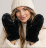 POM- Natalia - Faux Fur Mittens - Black