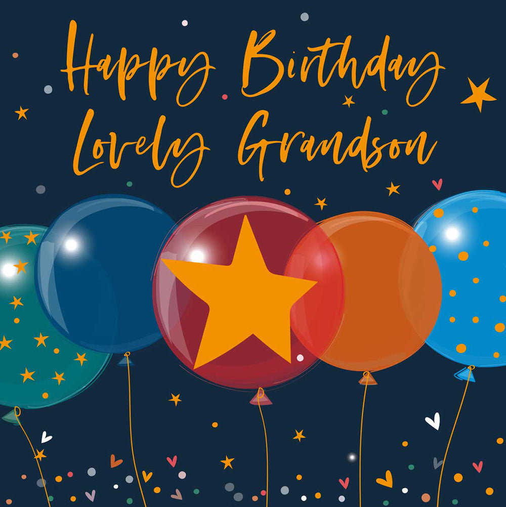 Belly Button Navy Grandson Birthday Balloons Card