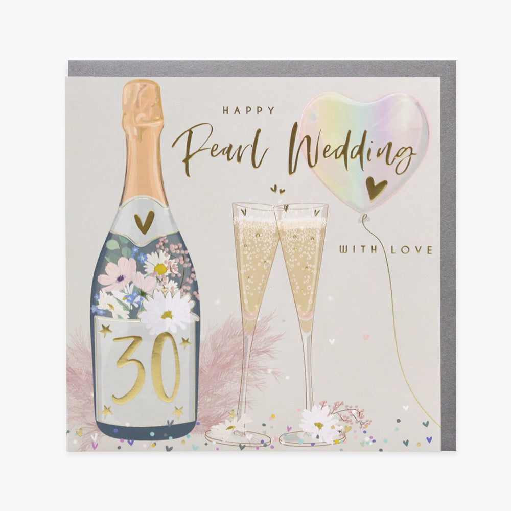 Belly Button Happy Pearl Wedding Champagne 30 years Card