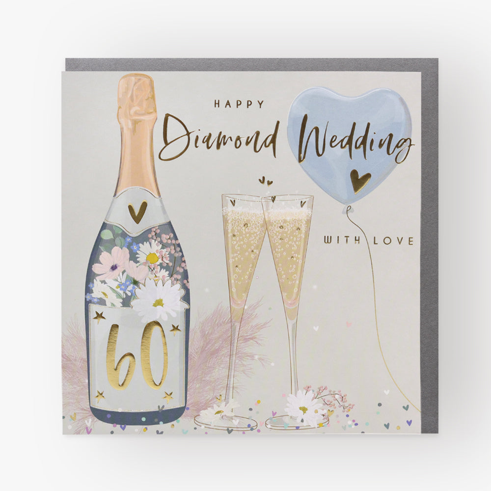 Belly Button Happy Diamond Wedding Champagne 60 years Card