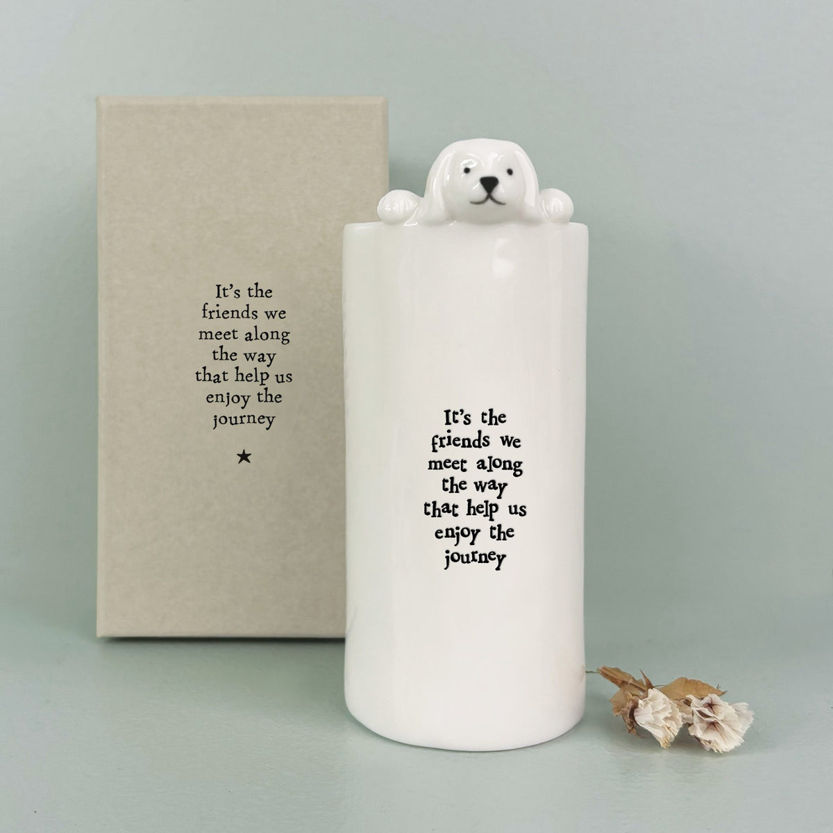 East of India Animal Vase - Dog - It's the Friends We Meet Along The Way