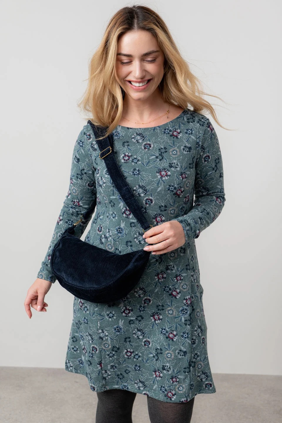Lily &amp; Me - Jumbo Cord Sling Bag - Navy