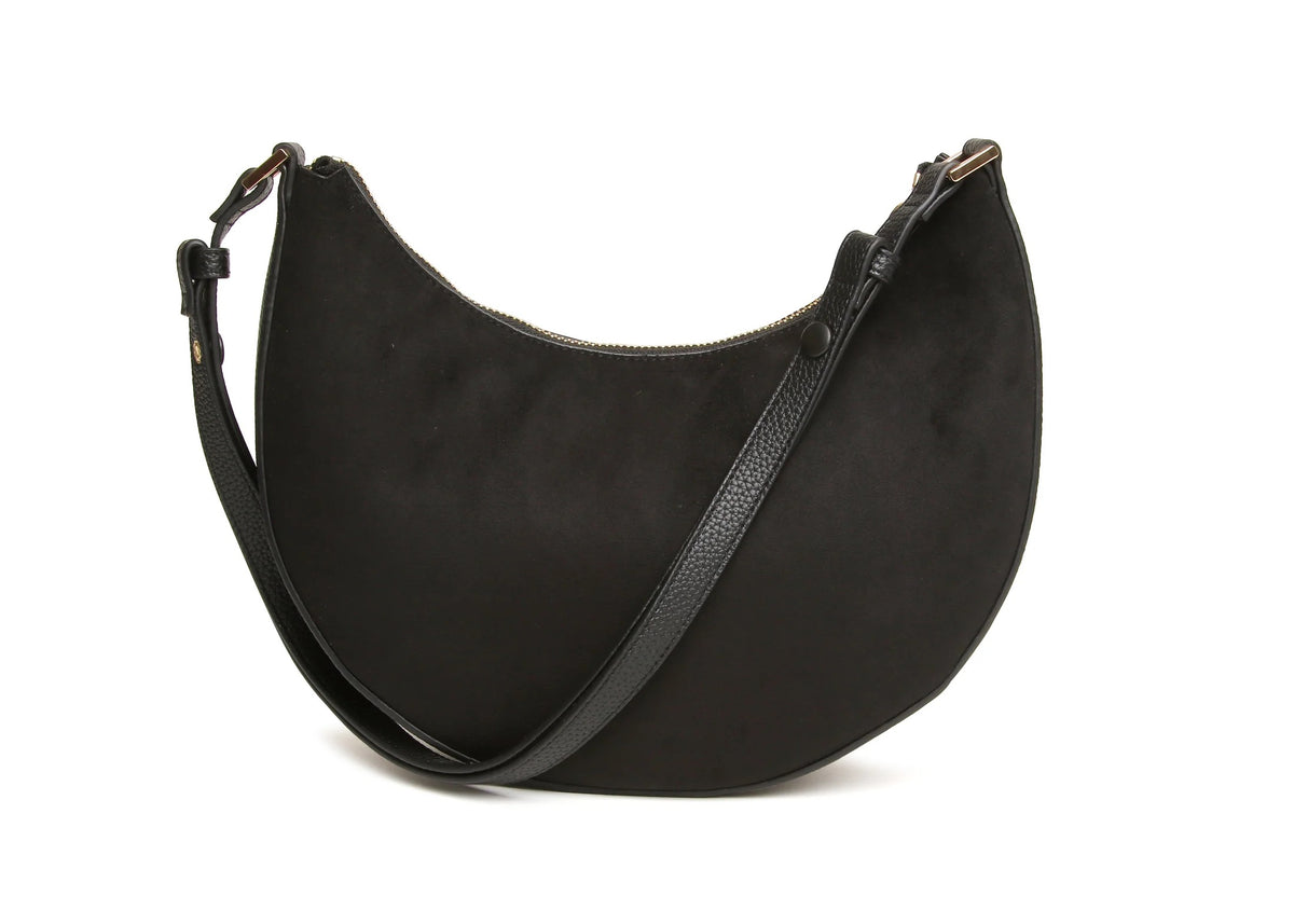 Alice Wheeler - Black Suede - Kensington Shoulder Scoop Handbag