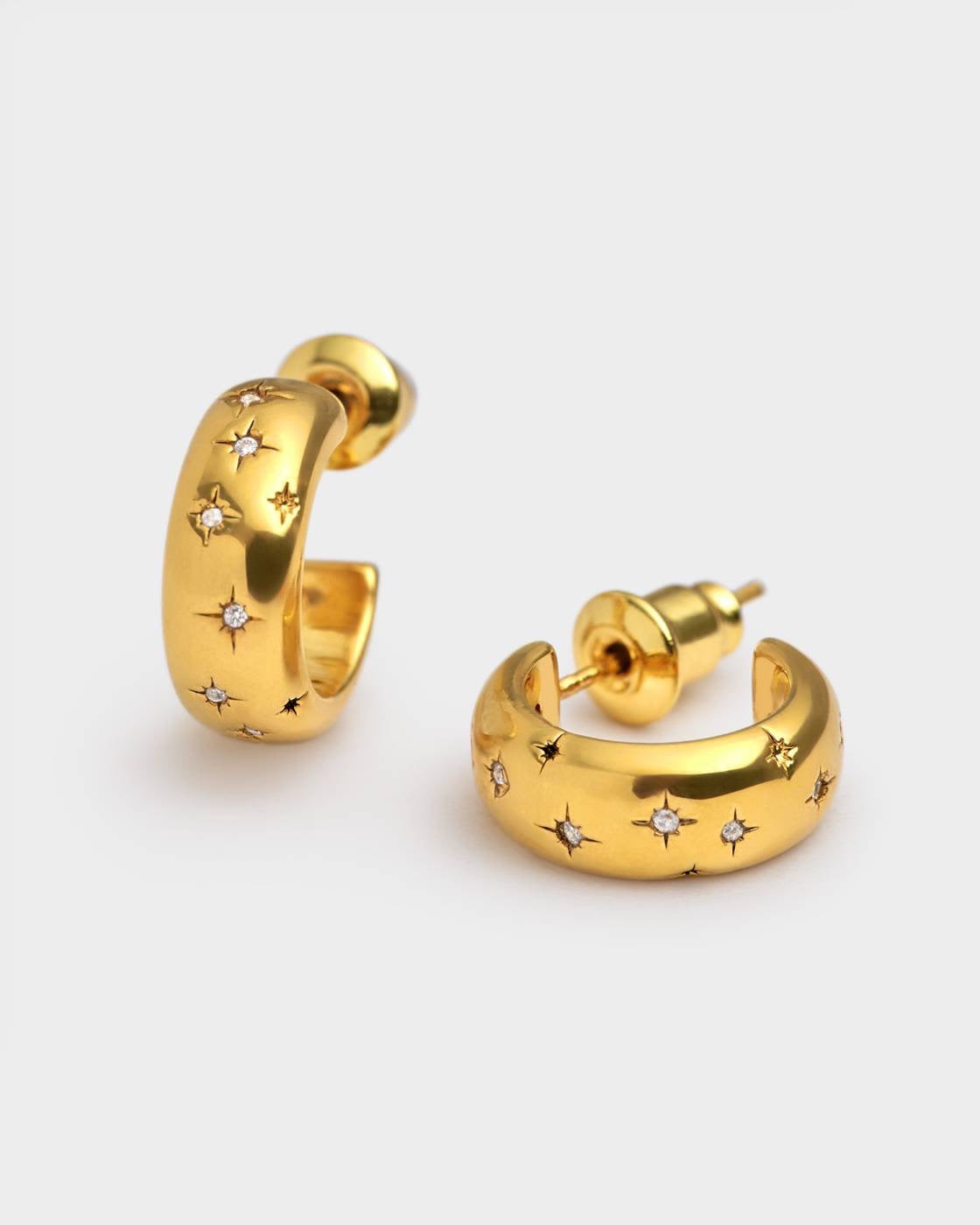 Katie Loxton Waterproof Jewellery - Starry - Gold Sparkly Hoop Earrings