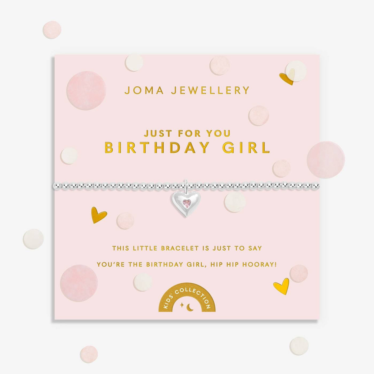 Joma Jewellery KIDS Confetti -Just for You Birthday Girl -  Silver Stretch Bracelet