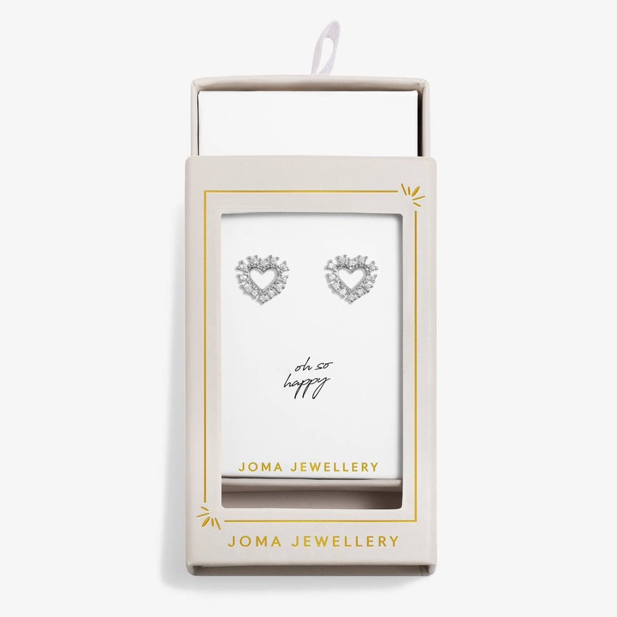 Joma Jewellery Moments to Shine - Happy Heart - Silver Plated Boxed Stud Earrings