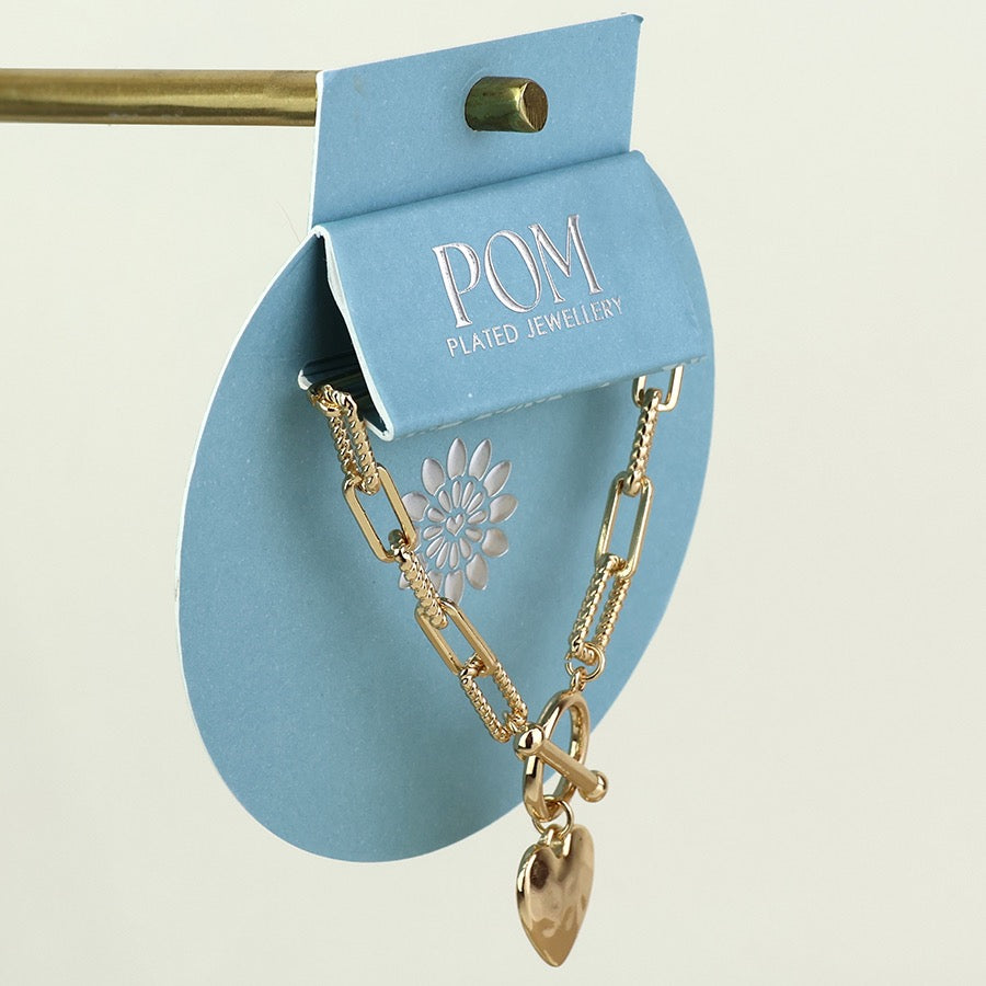 POM - Foundry Heart T-Bar Bracelet- Gold