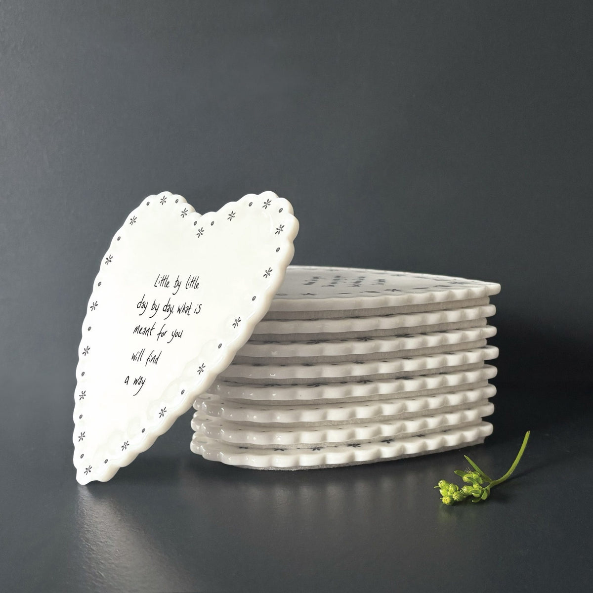 East Of India Ceramic - Heart Scallop Coaster - Little By Little