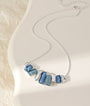 Gracee Jewellery - Blue Glass & Silver Rectangles Necklace - Silver
