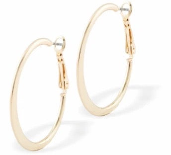 Byzantium - Flat Oval Hoop Earrings - Rhodium Gold