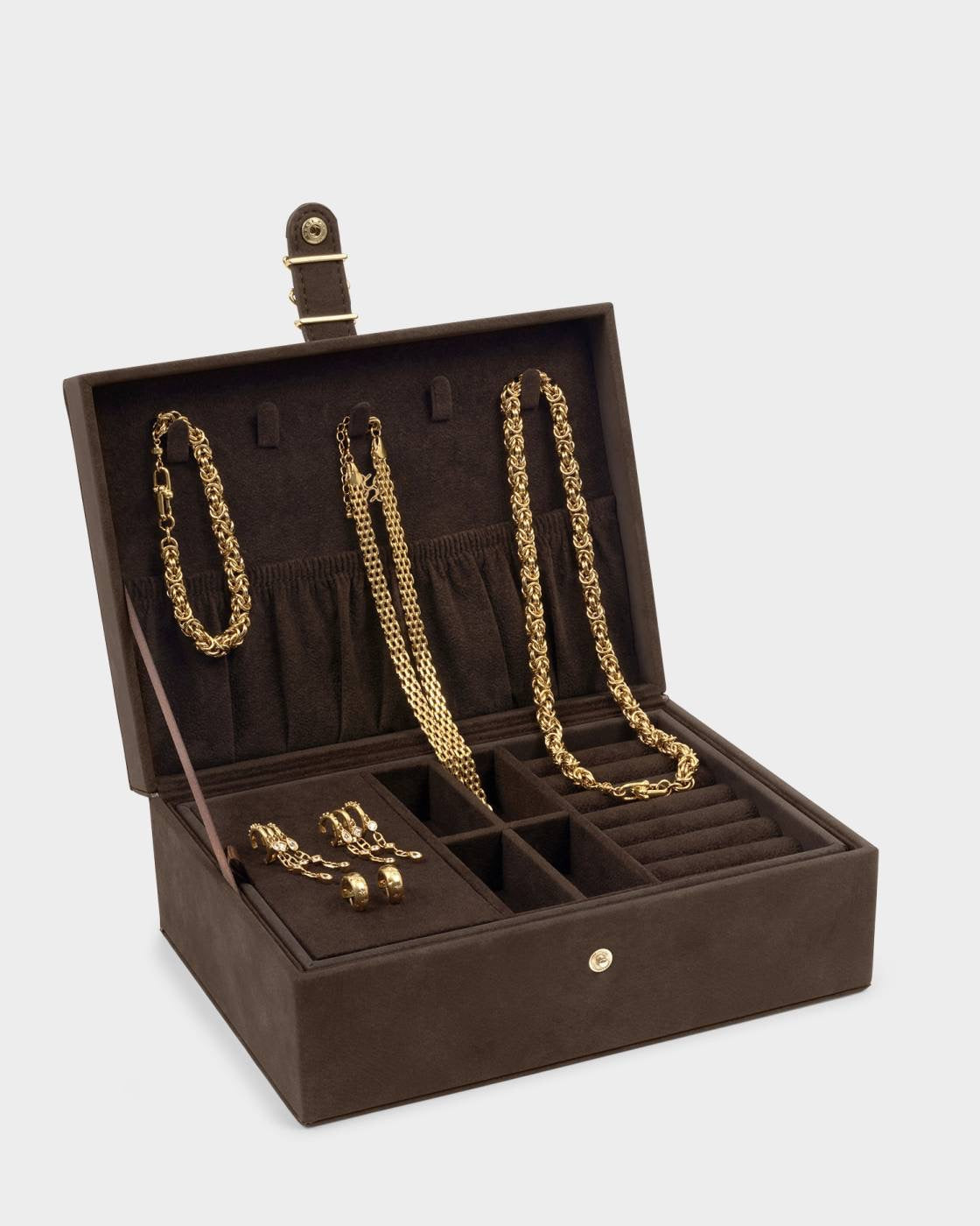 Katie Loxton - Large Signature Jewellery Box - Chocolate Suede
