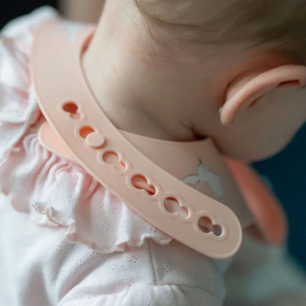 Ziggle Bunnies Catch It Silicone Feeding Bib - Pink