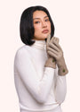 Powder - Emma - Faux Leather Single Button Ladies Gloves - Cream/Green