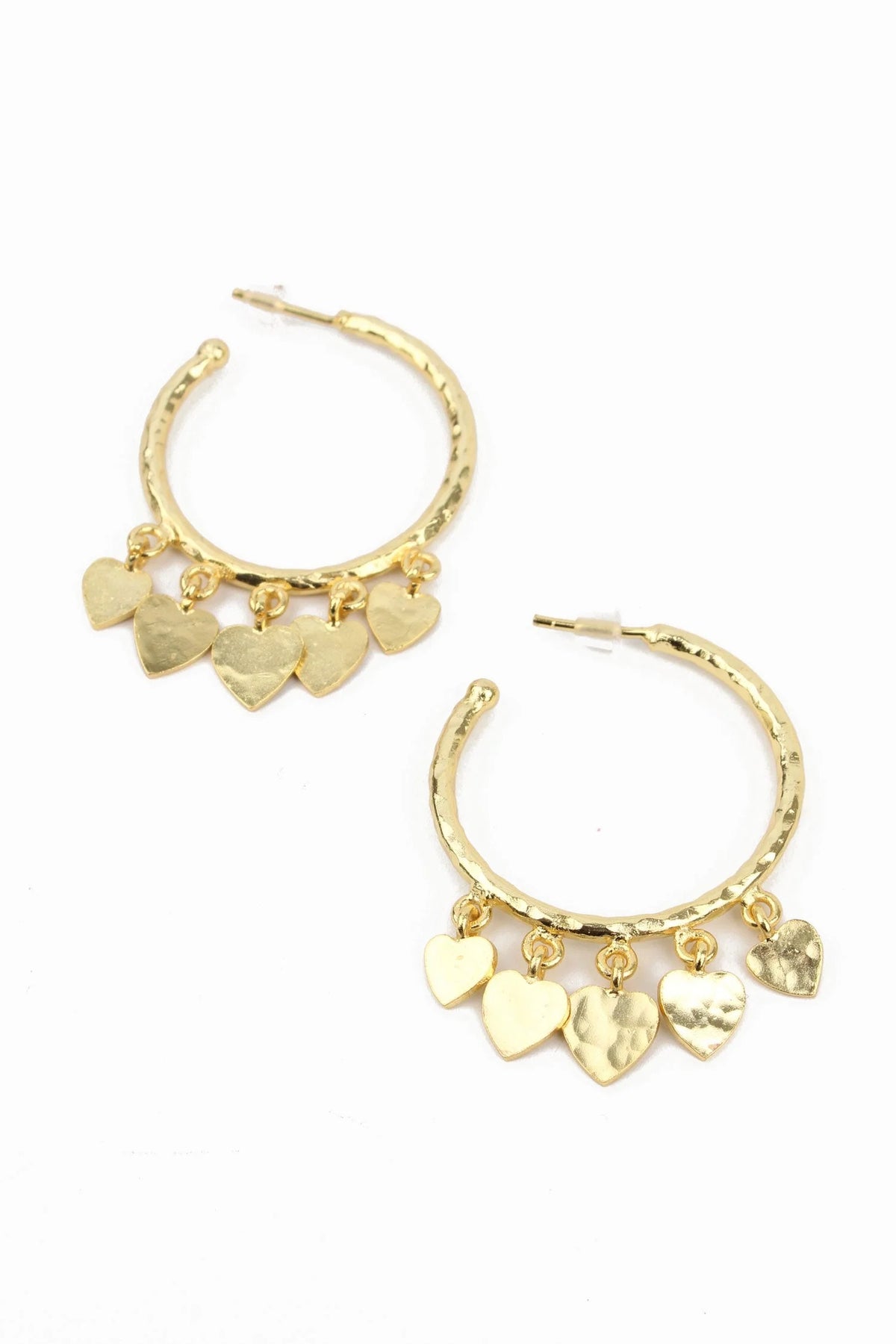 Multi Heart Charm - Gold Hoop Earrings - My Doris