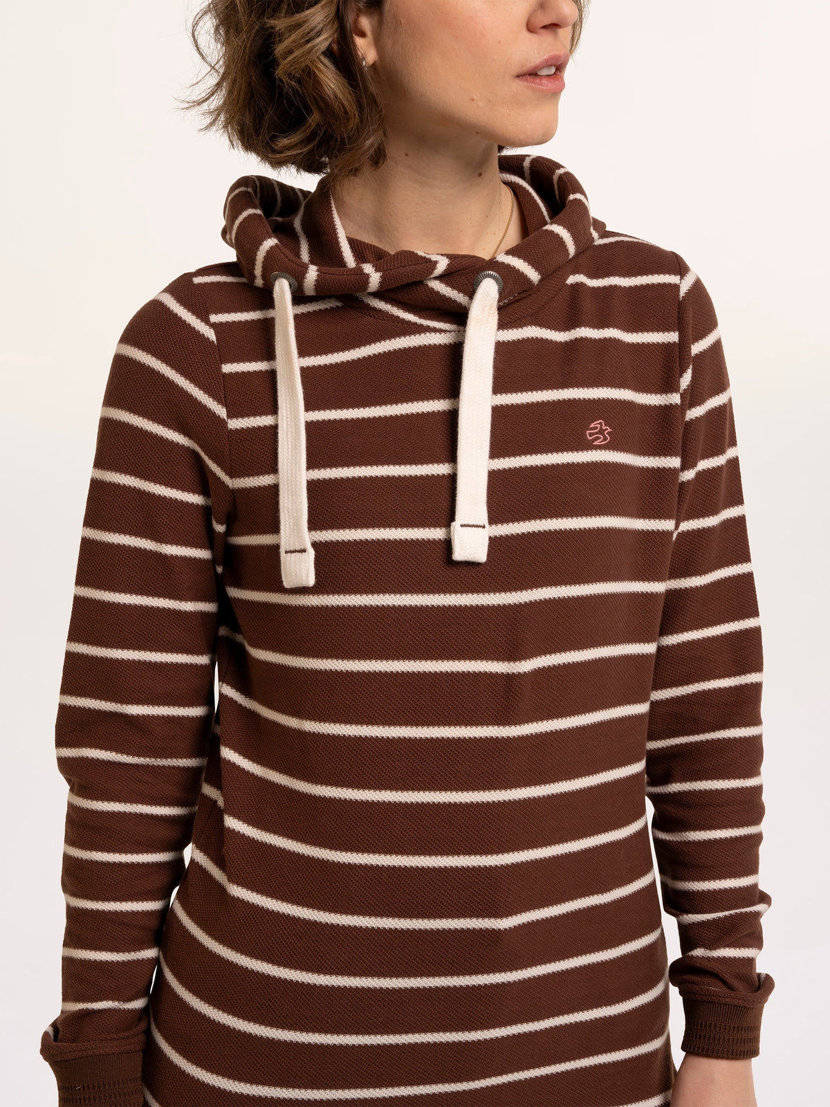 Brakeburn - Whitefield - Texture Stripe Hoodie - Chocolate/Ecru