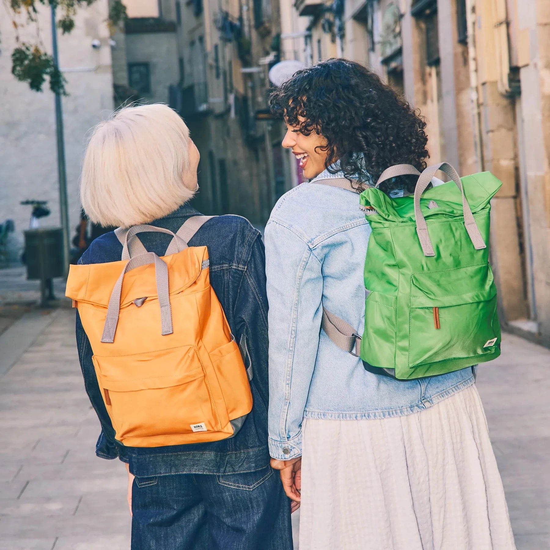 Roka Canfield Roll Top- Recycled Nylon - Small Backpack - Jaffa Orange