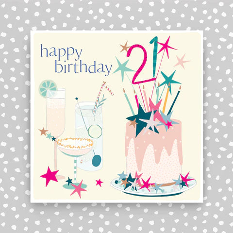 Molly Mae 21st Birthday Cake & Drinks Card