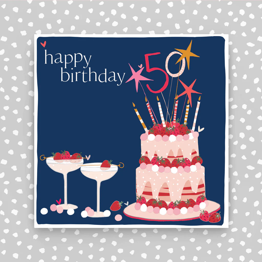 Molly Mae 50th Birthday Cake & Fizz Card