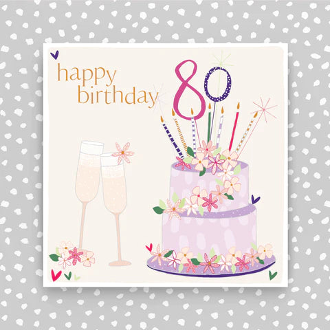 Molly Mae 80th Birthday Cake & Fizz Card