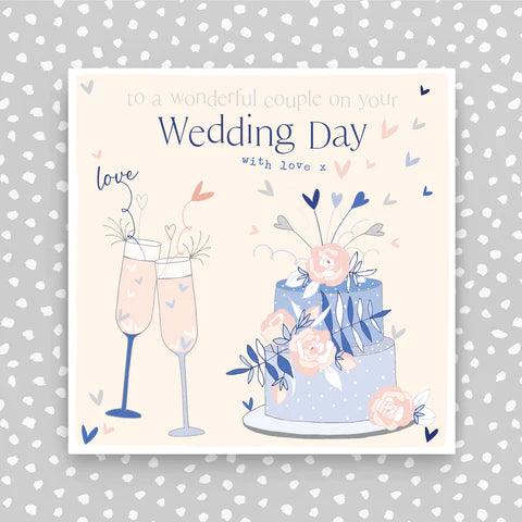 Molly Mae Wonderful Couple On Your Wedding Day Cake & Glasses Card