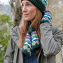 POM - Valentina - Dark Green/Camel/Pink Mix - Patterned Chunky Knit Pull Through Crossover Scarf