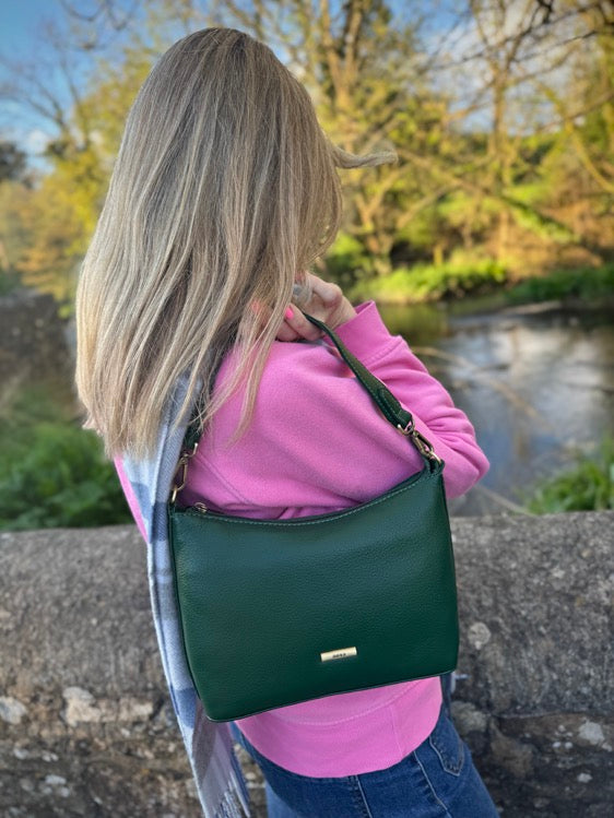 Nova Leathers - Medium Scoop Leather Handbag - Bottle Green (8134)