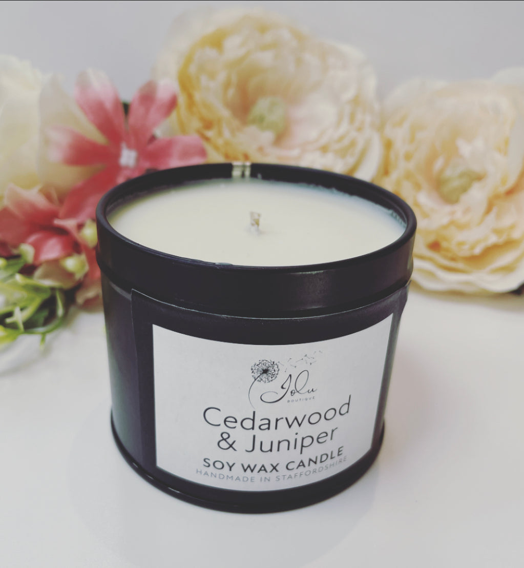 Jolu Boutique Cedarwood & Juniper Soy Wax Tinned Candle