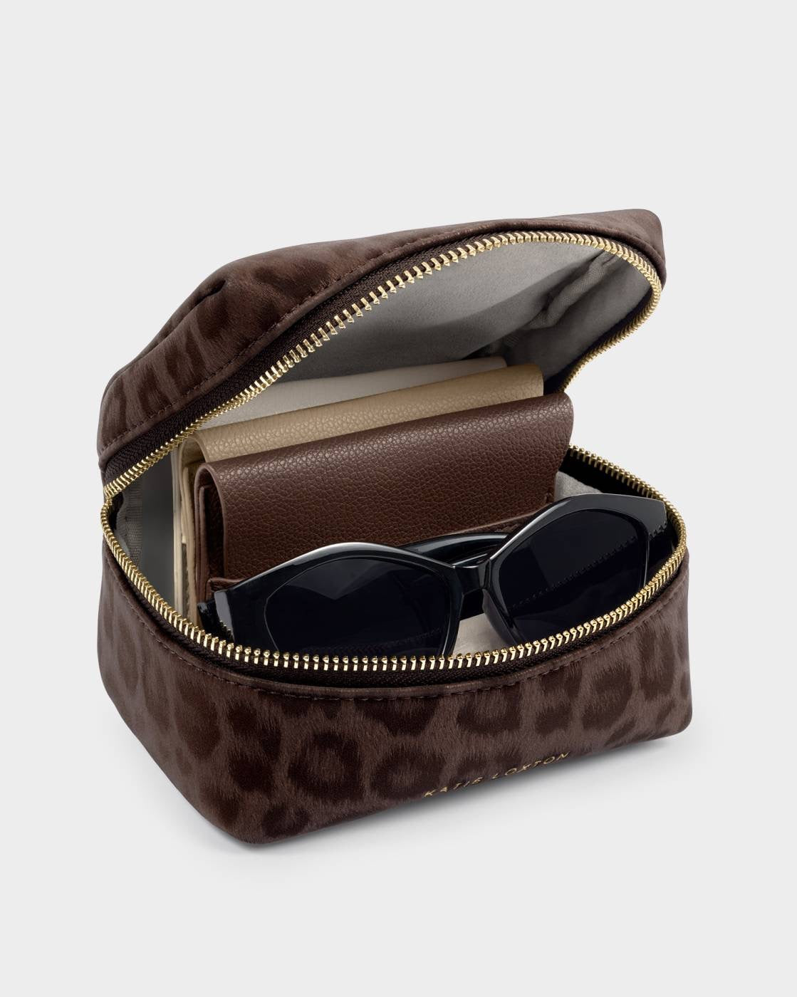 Katie Loxton - Leopard - Jewellery &amp; Accessories Organiser Zip Pouch Gift Set - Chocolate Leopard