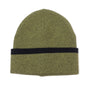 POM - Mens  - Theo Knitted Beanie Hat with Contrast Stripe - Olive Green/Black
