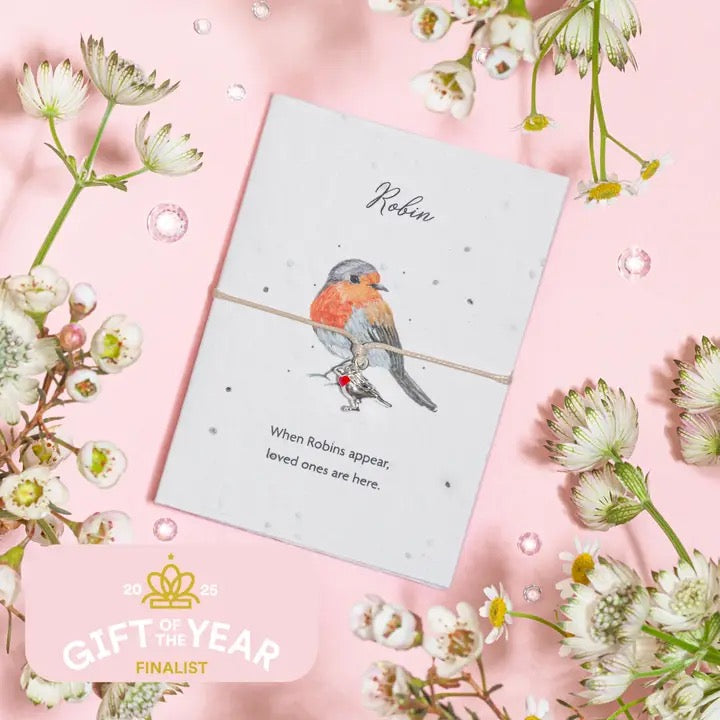 Letterbox Love Seeded Card Bracelet - Robins Appear - Red Robin