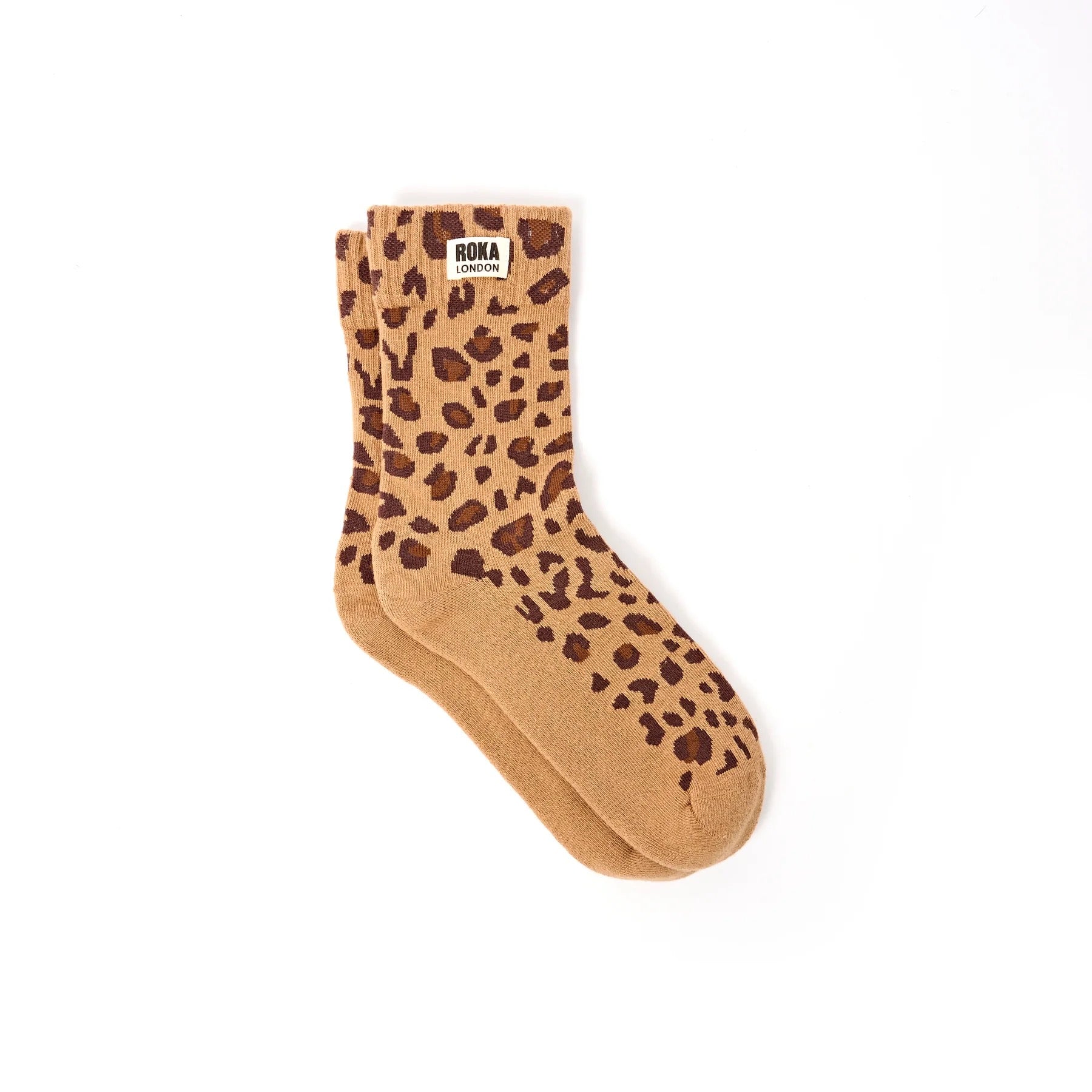 ROKA Wimbledon Ladies Ankle Crew Socks - Savannah Leopard - Sand