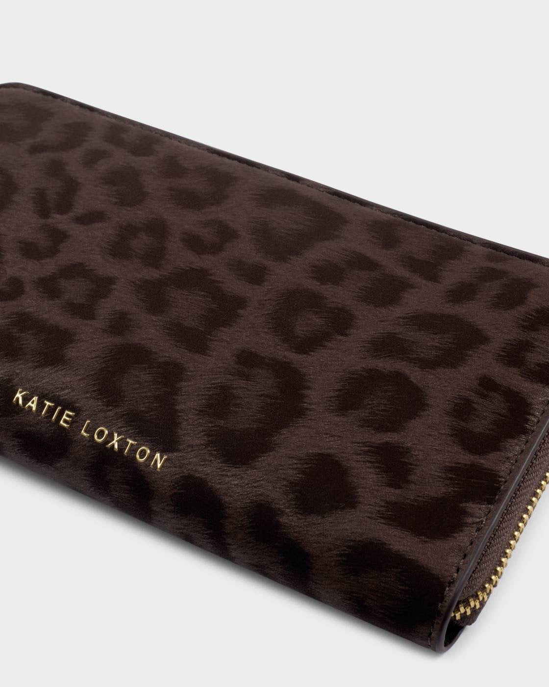 Katie Loxton - Large Zip Round Purse - Chocolate Leopard Print