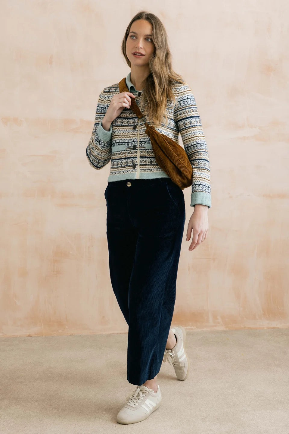 Chesnut Knitted Fair Isle Button Up Cardigan/Jacket - Mist - Lily &amp; Me